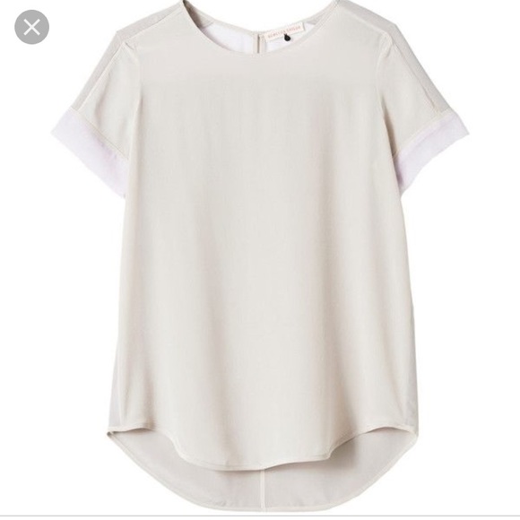 Rebecca Taylor Tops - Rebecca Taylor silk inset tee buff combo size 8